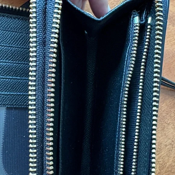 Coach Ocelot Black & Blue Animal Print Wristlet Leopard Double Zipper Rare! EUC - Picture 6 of 8